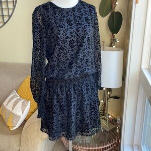 Parker long sleeve black velvet embossed burnout ‘Carmindy’ dress or tunic top